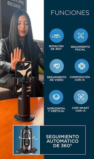Trípode con seguimiento facial IA + Giro 360°