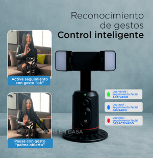 Trípode con seguimiento facial IA + Giro 360°