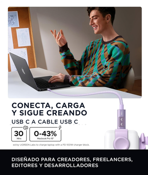 CABLE DE 100W PARA IPHONE Y ANDROID TIPO C UGREEN