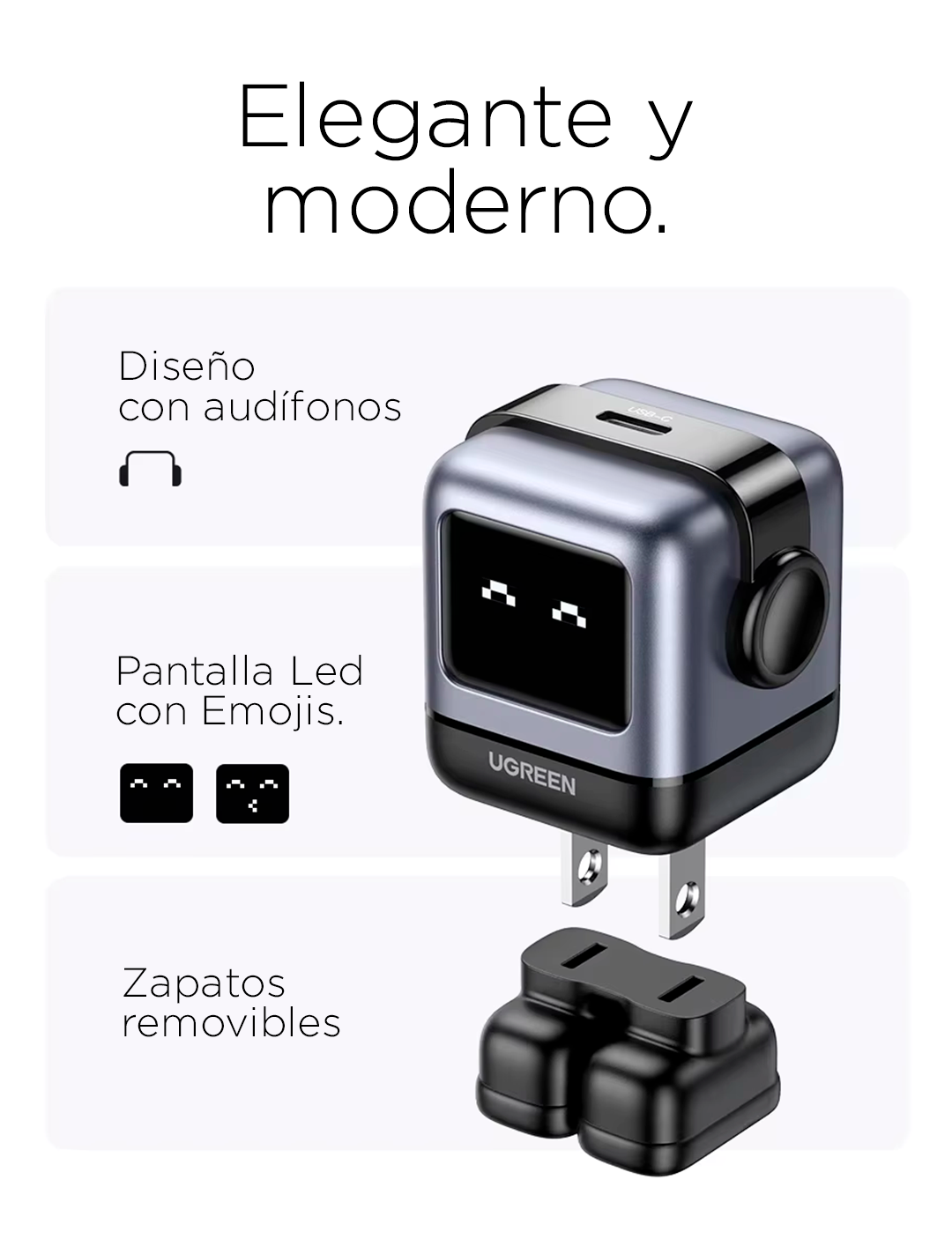 CUBO 30W⚡ TIPO C🔋 PANTALLA LED UGREEN