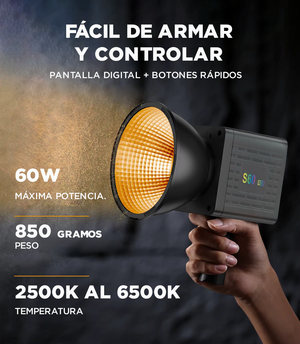 Luz RGB 60W Portable y Versatil.