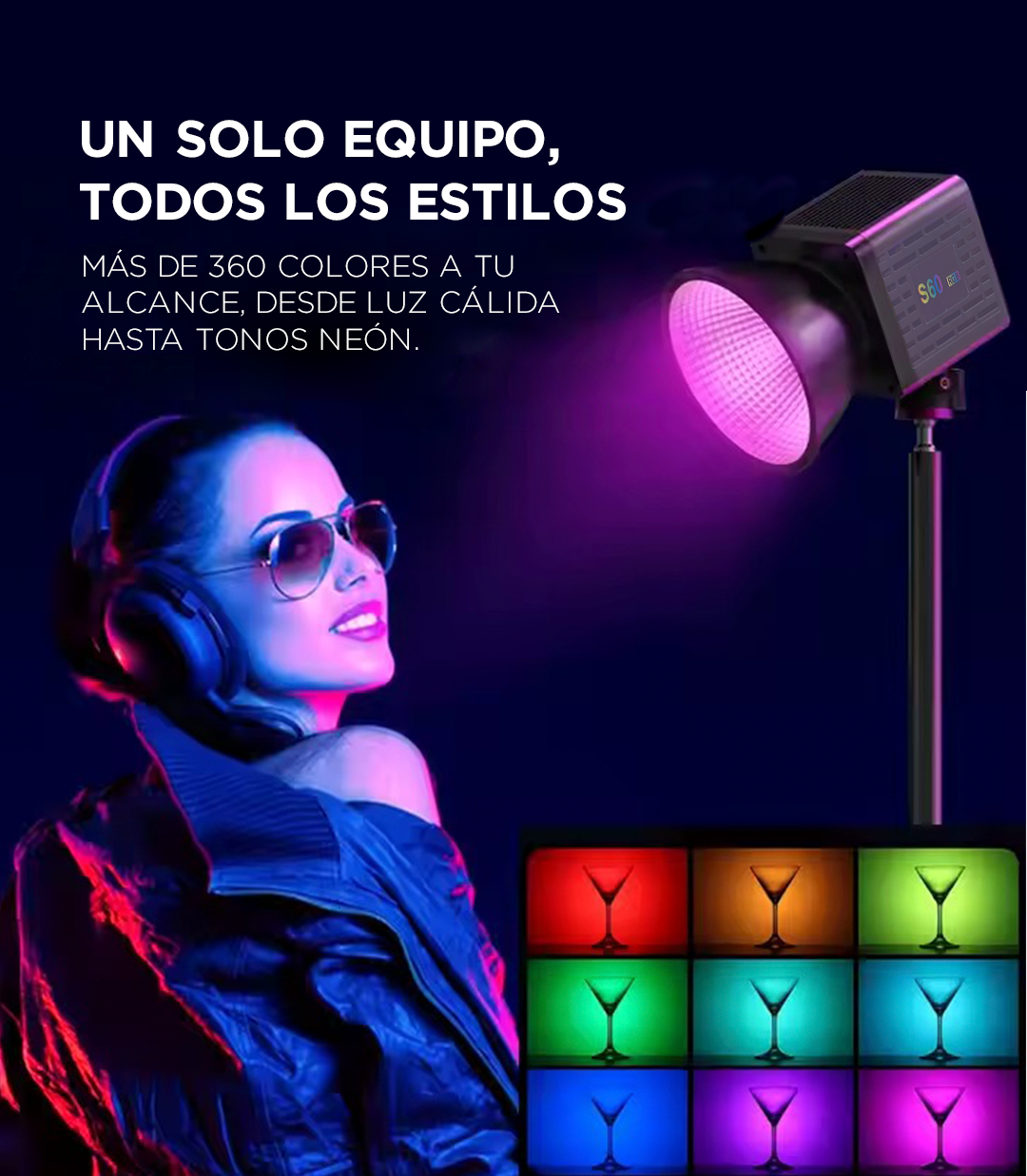Luz RGB 60W Portable y Versatil.