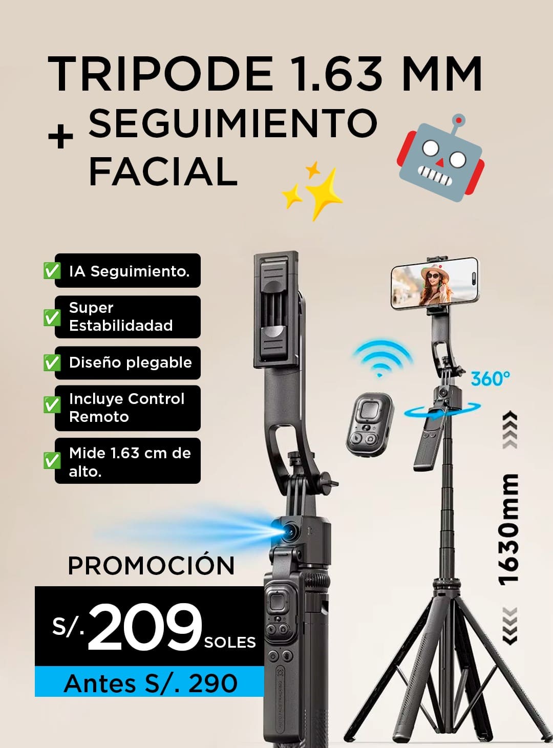 Trípode + IA🤖 + Luz Led ⚡