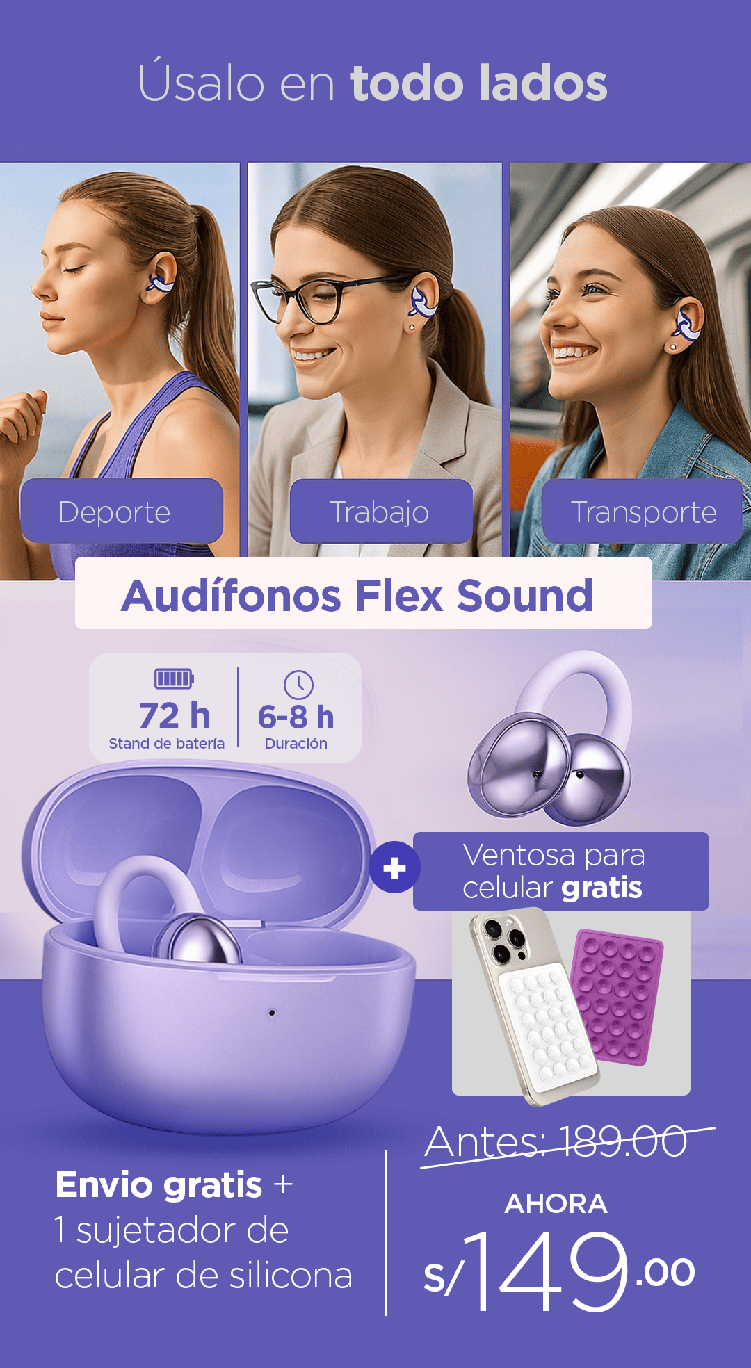 Audífonos Flex Sound 🎧💜